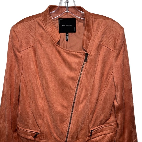 Robert Rodriguez peach faux suede moto jacket size medium - Picture 3 of 14
